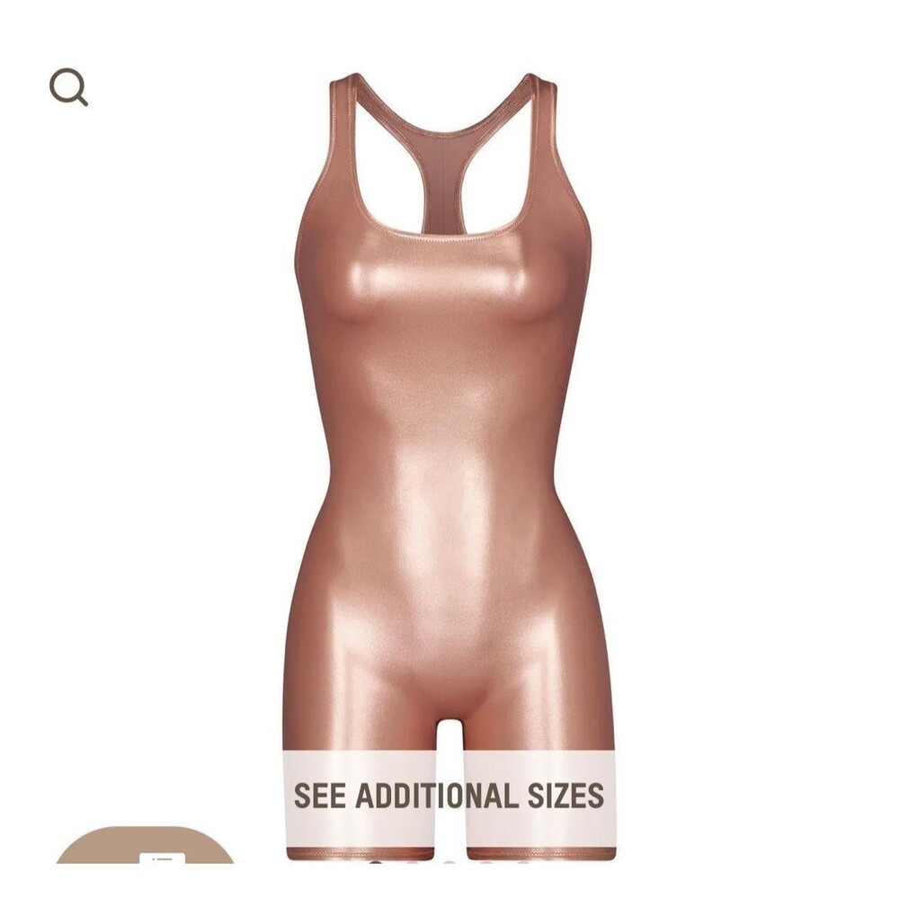 SKIMS METALLIC SWIM CYCLE SUIT